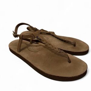 Rainbow womens T-Street Single Layer Braided Ankle Strap leather Sandals